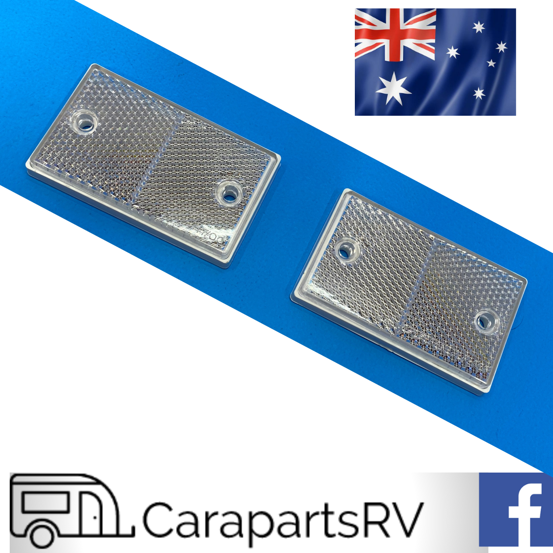 thumbnail image 2 of 2x 60mm White Round Screw-On Reflectors – E-Approved – For Trailer, Caravan Front 2 of 4