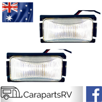 2 X LED WHITE CARAVAN or RV FRONT MARKERS BY LED AUTOLAMPS. 12V TO 24 V. 