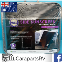 COAST PREMIUM ANGLED END WALL SUNSCREEN IN BLACK FINISH FABRIC TO SUIT CARAVANS