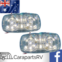 CARAVAN WHITE FRONT LED MARKER LAMPS X 2.  VINTAGE STYLING DESIGN. 12V/24V