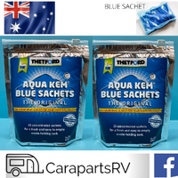 2 X THETFORD AQUA KEM BLUE TOILET SACHETS X 15. THE ORIGINAL BLUE FORMULA.