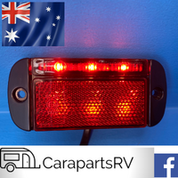 LED CARAVAN RED REAR MARKER LAMP AND REFLECTOR COMBO. 12V TO 24V