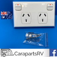 DOUBLE POLE 240V CARAVAN DOUBLE POWER POINT. WHITE by TRANSCO