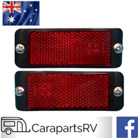 RED VEHICLE / CARAVAN REFLECTORS X 2. 85mm X 31mm. FOR CARAVANS, RV'S & TRAILERS.