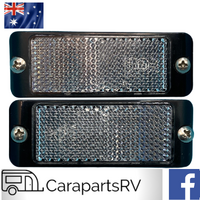 2 X WHITE FRONT CARAVAN REFLECTORS. AP80042. SOLD AS A PAIR.