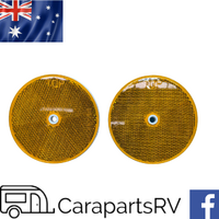 2 x 85mm Amber Round Reflectors. Sold as a Pair. With Centre Fixing Hole.