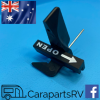 WIND OUT WINDOW LOCK or CATCH including POP RIVET. for Aussie Traveller Windows.