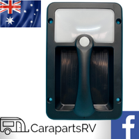 CARAVAN DOOR ASSIST HANDLE WITH BOTH BLUE NIGHT LIGHT AND WHITE LIGHT.