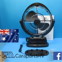 SIROCCO by CAFRAMO 12V CARAVAN / RV FAN in BLACK, 3 SPEEDS, 4 TIMER SETTINGS.