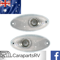 2 X COROMAL FRONT MARKER LAMP ASSEMBLIES. GASKETS AND GLOBES INCLUDED. 12V.