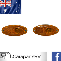 2 X COROMAL AMBER SIDE MARKER LAMP AND REFLECTOR COMBOS. GLOBES INCLUDED