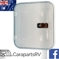 CARAVAN ACCESS DOOR SIZE 1. BY COAST TO COAST RV. IN WHITE. SIZE 399mm X 349mm