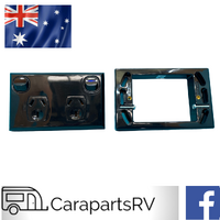 AREIAL / CES CARAVAN BLACK DOUBLE POWER POINT & 18mm MOUNTING PLATE. DOUBLE POLE