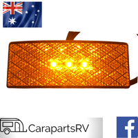 LED AMBER SIDE MARKER LAMP AND REFLECTOR COMBINATION FOR CARAVAN . 12V TO 24V