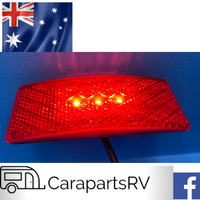 CARAVAN LED REAR RED MARKER LAMP AND RED REFLECTOR COMBINATION. 12V-24V (WHITE BASE)