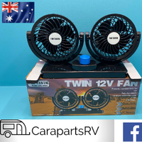 FAN-TASTIC TWIN 12V FAN SET. 2 FAN SPEEDS, CIG SOCKET PLUG FITTED. BLACK FINISH