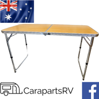 Folding Picnic Table 1220mm x 600mm.Woodgrain Table Top. 3 X Height Adjustments