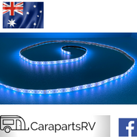 12V DC LED STRIP LIGHT. 1.6m LONG X 8mm WIDE. FITTED WITH DOUBLE SIDED TAPE