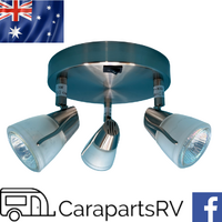 12V Meteor S/S Ceiling Triple Spotlight. Swivel and Rotate Individually. On/Off Switch