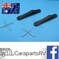 CARAVAN WIND OUT WINDOW LINK BOXES  WITH GASKET SEALS( 1 PAIR ) Inc 4 X RIVETS.