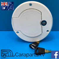 CAMEC Caravan / RV White Lockable Water Filler Cap and Keys (WHITE) Left Hand Hinge.