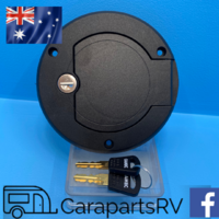 CAMEC Caravan Black Lockable Water Filler Cap and Keys (BLACK) Right Hand Hinge.