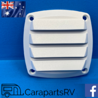 Caravan Plastic External Louvre Vent, SIZE is 85mm x 85mm. White Plastic Vent