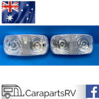 12V FRONT WHITE MARKER LAMPS X 2. SUITS CARAVANS & POP TOPS. SOLD AS A PAIR