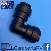 John Guest 12mm to 12mm Right Angle Connector for Caravan or RV. PUSH TO CONNECT