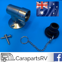 CARAVAN BBQ GAS BAYONET FITTING AND DUST CAP INSERT WITH CHAIN. 