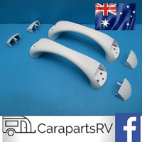 JAYCO STYLE WHITE CARAVAN GRAB HANDLES X 2. FRONT OR REAR. SOLD AS A PAIR 