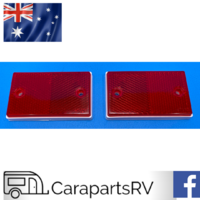 RED REAR CARAVAN REFLECTORS X 2 (PAIR) SCREW ON STYLE. SUITS CARAVANS