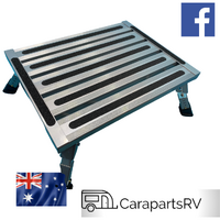 FOLDING ALUMINIUM CARAVAN STEP. 4 ADJUSTABLE HEIGHT POSITIONS.