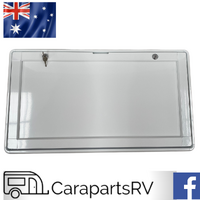 CARAVAN External Picnic Table in White Aluminium 800mm x 450mm. Fold Down Tray 