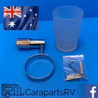 CARAVAN / RV ENSUITE GLASS TUMBLER & HOLDER (LEFT OR RIGHT HAND).