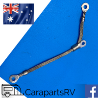 EARLY MODEL TRIMATIC CARAVAN DOOR EARTH STRAP. 110mm IN LENGTH. 3 X TERMINALS.