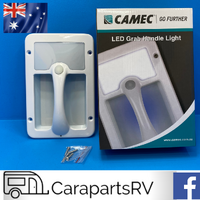 CAMEC CARAVAN GRAB HANDLE (WHITE) WITH 12V LED LIGHT. WITH ON / OFF  SWITCH 