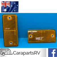 AMBER SIDE CARAVAN REFLECTORS X 2 (PAIR) SCREW ON STYLE. SUIT COROMAL REPLACEMENT