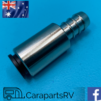 John Guest 12mm Straight Connector to 1/2" Hose Tail. Brass Fitting. Caravan, RV & Marine