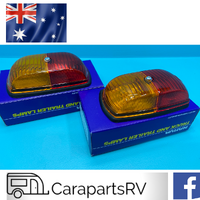 2 X NARVA VINTAGE CARAVAN AMBER / RED SIDE CLEARANCE LIGHTS (1 PAIR) . SUITS REGENT AND COROMAL