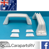 CARAVAN FRONT AND / OR REAR WHITE ZADI PLASTIC GRAB HANDLES X 2. SIZE 160mm X 45mm.
