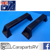 BLACK PLASTIC CARAVAN / RV GRAB HANDLES X 1 PAIR. 170mm X 45mm. FOR FRONT or REAR USE