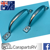 150mm X CARAVAN CHROME POP TOP ROOF GRAB HANDLES. X 1 PAIR .