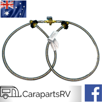 CARAVAN MANUAL CHANGE OVER GAS TAP + 2 X 900mm BRAIDED LEADS EACH WITH HAND WHEELS - LOOSE KIT.