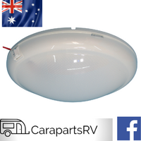 CARAVAN / MARINE 10" (250mm) ROUND LED INTERNAL OYSTER CEILING LIGHT WITH SWITCH, 10V-30V. COOL WHITE