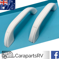 WHITE CARAVAN / RV / POP TOP  PLASTIC GRAB HANDLES X 2. SIZE 230mm L X 30mm W