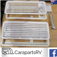 DOMETIC CARAVAN UPPER AND LOWER FRIDGE VENT KIT (WHITE) INC FLUE EXTENSION.