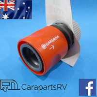 CARAVAN DRINKING WATER HOSE CONNECTOR by GARDENA TO SUIT 12MM HOSES.