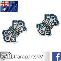 JAYCO EARLY MODEL CARAVAN ORNAMENTAL HINGES X 2 ...NICKEL PLATED STYLE...