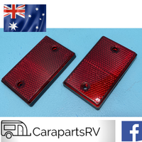 RED REAR CARAVAN REFLECTORS X 2 (1 PAIR) SCREW ON STYLE. SUIT ALL VANS